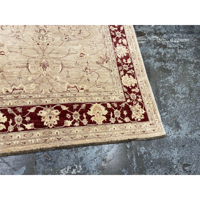 6ft 4in × 8ft 5in Hand-Knotted Pak-Veg Floral Border Area Rug For Sale In San Francisco - Image 6 of 12
