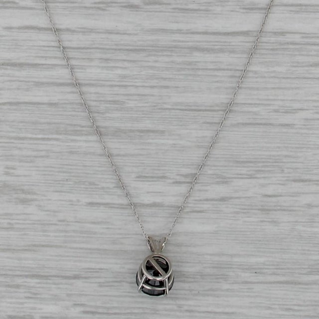 Modern 1.80ct Black Diamond Solitaire Pendant Necklace 14k White Gold 18" Rope Chain For Sale - Image 3 of 6