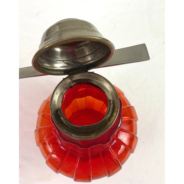 Late 19th Century Early American Consolidated Glass-Eapg-Pigeon Blood Syrup, Pewter Lid-Dated For Sale - Image 4 of 7