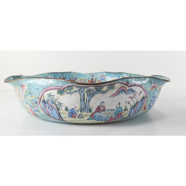 Chinese Baby Blue Peking Enamel Dragon Bowl For Sale - Image 9 of 13