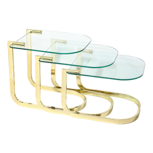 Mid-Century Modernist Nesting Tables in Polished Brass by Milo Baughman