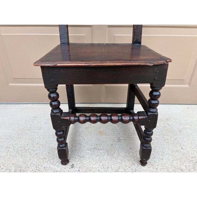17th Century English Yorkshire Oak Backstool Chairs, a Pair For Sale - Image 14 of 17