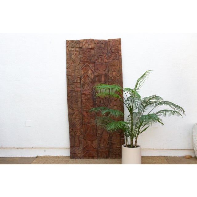 Brown Grand 90" Tall Carved Nupe Door Gate For Sale - Image 8 of 8