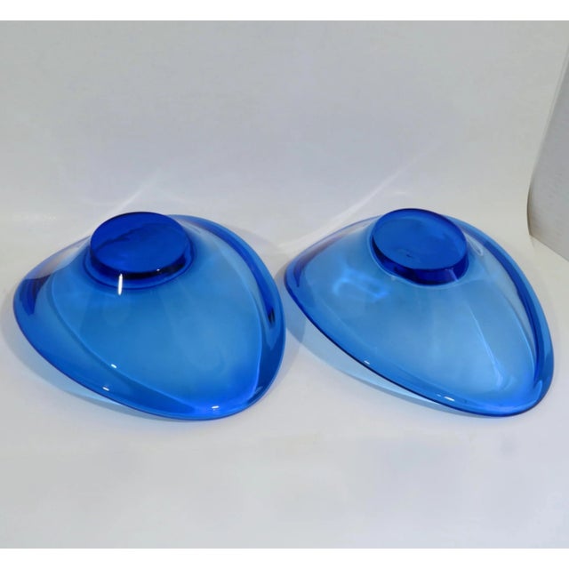 Glass Blue Glass Console Bowls - a Pair For Sale - Image 7 of 8