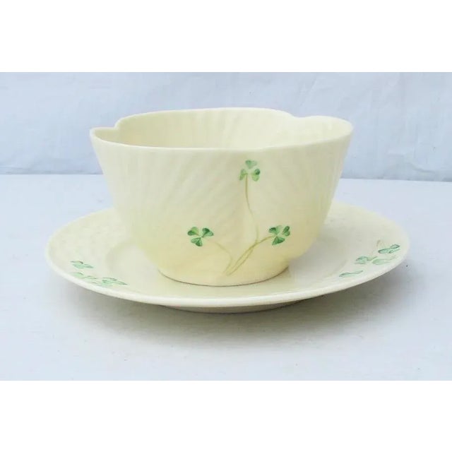 Ceramic Belleek Irish Serving Bowl and Plate - a Pair For Sale - Image 7 of 7