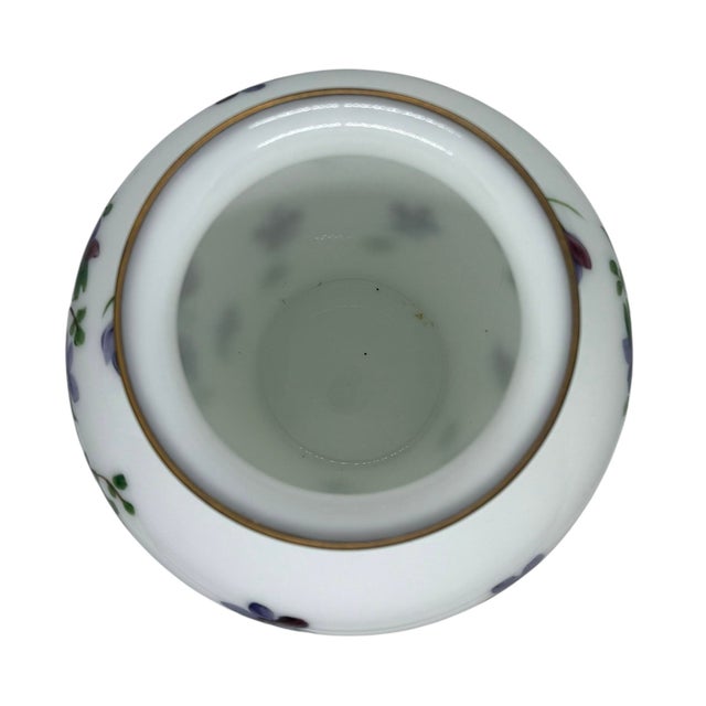 Mid 20th Century Vintage Consolidated Phoenix Glass Handpainted Regent Violets Art Glass Vase For Sale - Image 5 of 12