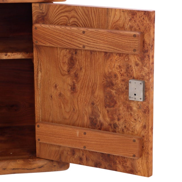 Wood French Brutalist Style Burl Elm Buffet, C. 1960 For Sale - Image 7 of 9