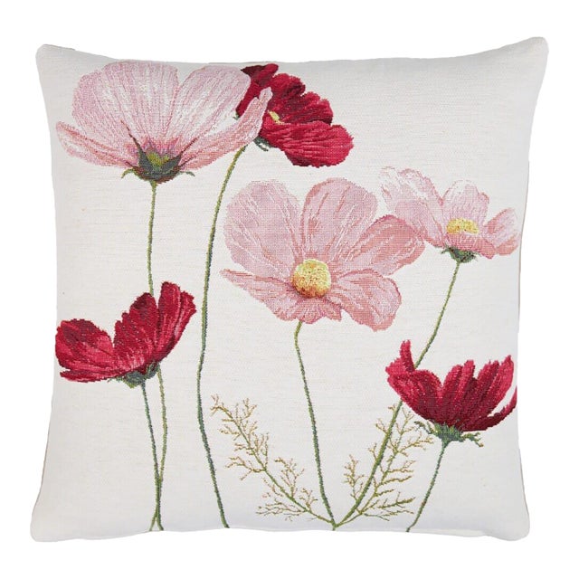 Summer Cosmos II Tapestry Cushion With Feather Filler - 46 X 46cm For Sale
