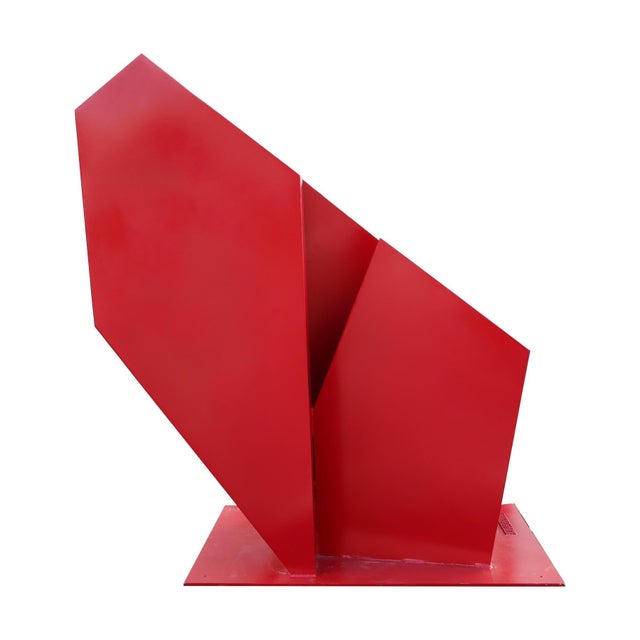 Reeves Art and Design Large Contemporary Geometric Red Outdoor Sculpture, 2022 For Sale - Image 9 of 10