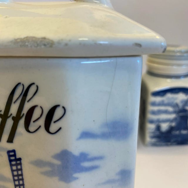 Vintage German Inge & Dutch Delft Blue and White Ceramic Canister Set, 3 Pieces For Sale - Image 12 of 12