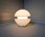 Space Age table lamp in white opaline with a chrome-plated metal base, Italian production from the 1970s. The globe has a...