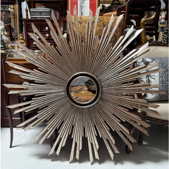 Dennis & Leen for Formations Furniture Silver Giltwood Starburst Convex Mirror