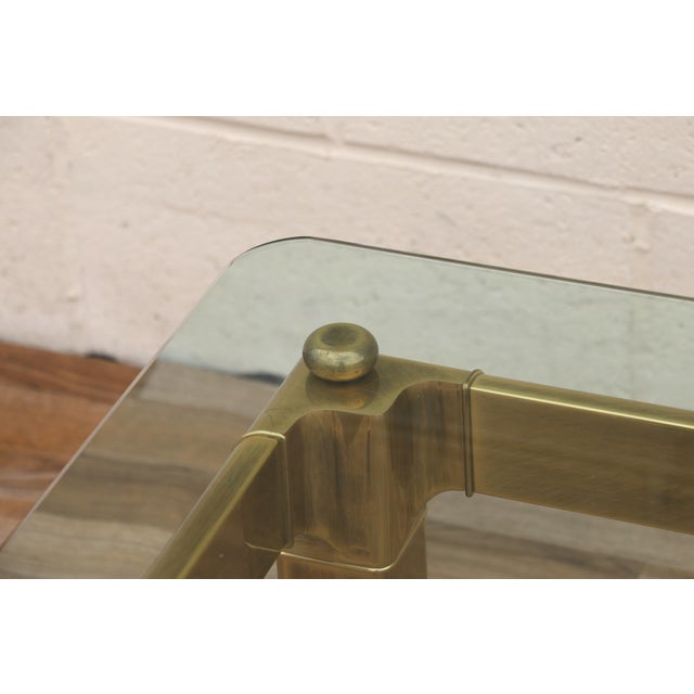 Vintage Mastercraft Brass Chinoiserie Glass Top Coffee Table, 1970s Hollywood Regency For Sale - Image 12 of 18