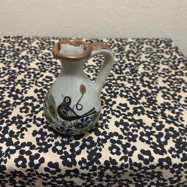Mexican 1970s Mexican Pottery Bud Vase Black Bird For Sale - Image 3 of 6