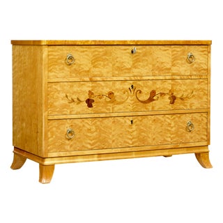 Mid-Century Swedish Elm and Birch Chest of Drawers, 1950s For Sale