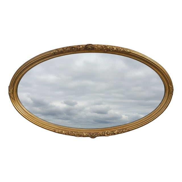 Louis XVI Oval Mirror in Gilded Wood, 1890s For Sale