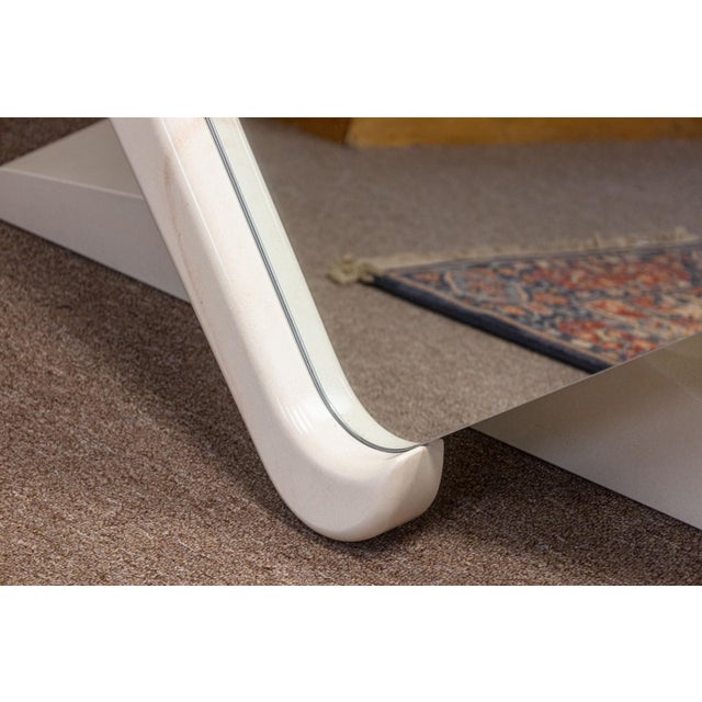 Vintage 1970s Style White Laminate Console Table and Matching Diamond Mirror For Sale - Image 9 of 10