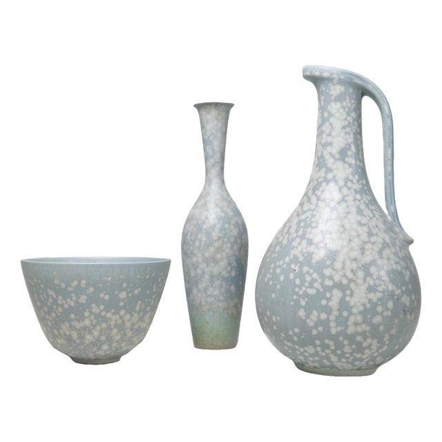 Mid-Century Modern Ceramic Pieces attributed to Gunnar Nylund for Rörstrand, Sweden, 1950s, Set of 3 For Sale