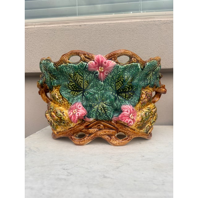 Large Majolica pumpkin jardinière Onnaing, circa 1880. 14 inches L , 9.2 inches H