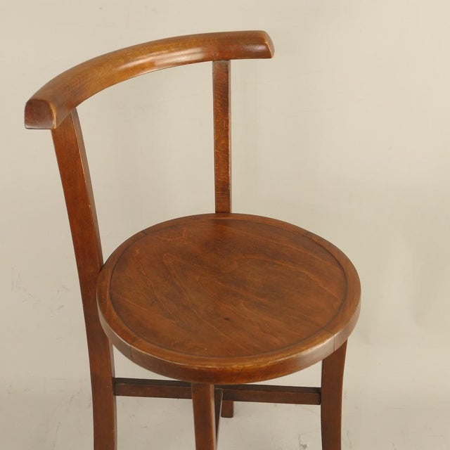 Viennese Beech Bistro Chair with Curved Top Rail & X-Stretcher, Austria, 1930s For Sale - Image 6 of 11