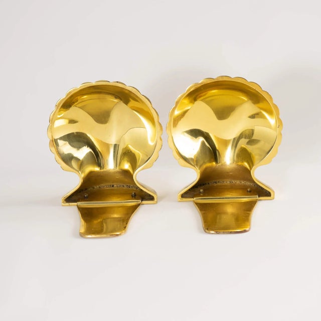 Vintage Brass Shell Bookends For Sale - Image 9 of 12