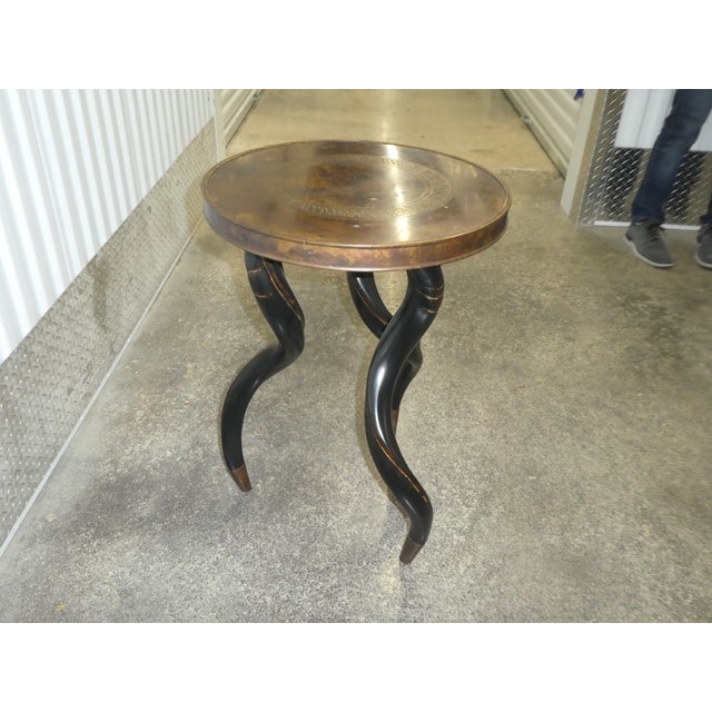 Safari Faux Kudo Horn Tripod Occasional Table | Chairish