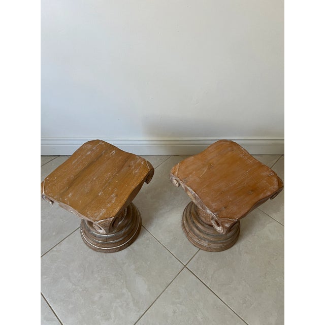 1980s 1980s Neoclassical Wood Column Side Tables - a Pair For Sale - Image 5 of 6