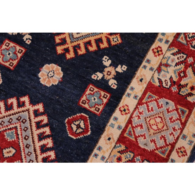 Southwestern Kazak Blue/Red Wool Runner Rug- 2'6''x9'7'' For Sale In New York - Image 6 of 10