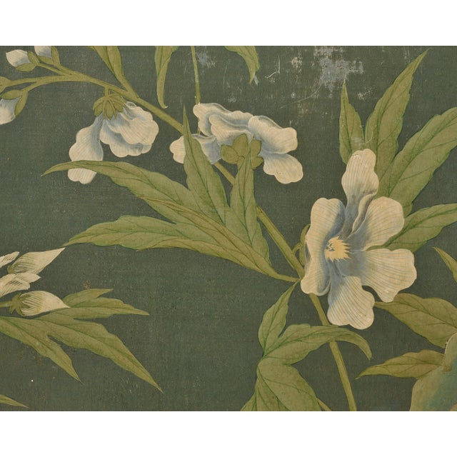 Olive English Chinoiserie Decorated Flora and Fauna Folding Screen For Sale - Image 8 of 18