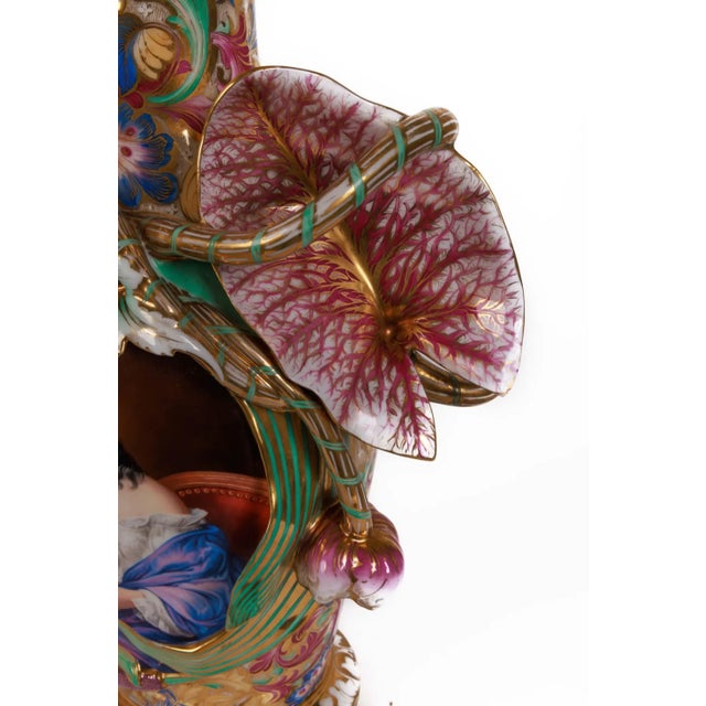 Monumental and Masterful Pair of French Paris Porcelain Hand-Painted Vases For Sale - Image 10 of 16