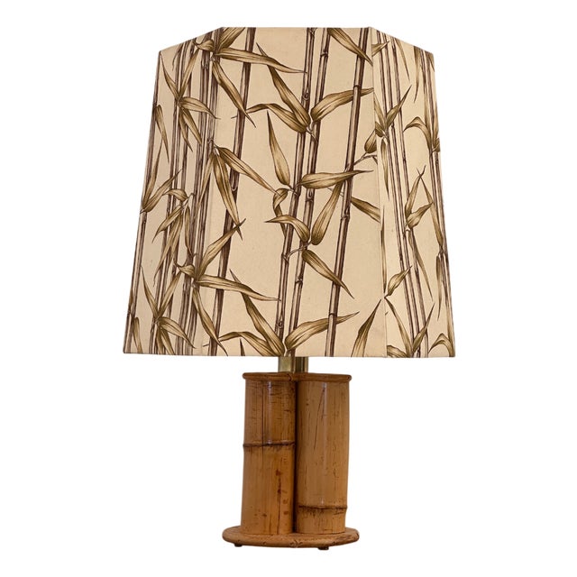 Fabric and Rattan Lamp, 1970s For Sale