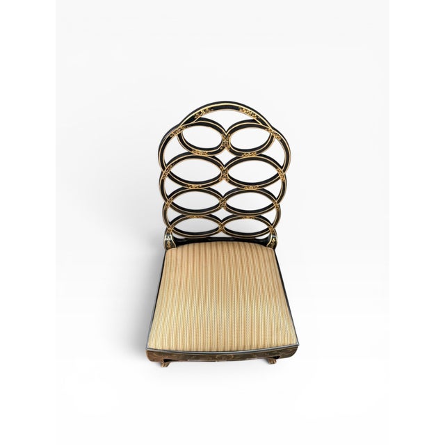 Pair of Century Furniture Black & Gold Chinoiserie Side Chairs For Sale In Miami - Image 6 of 18