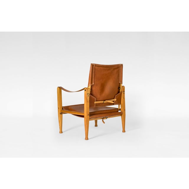 Vintage Safari Lounge Chair in Cognac Leather by Kaare Klint for Rud Rasmussen, 1960s For Sale - Image 3 of 7