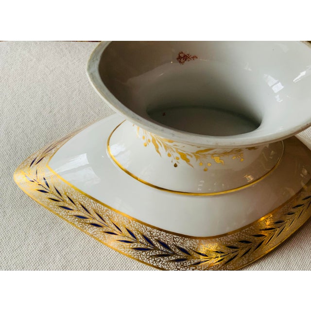Magnificent Antique Derby Porcelain Centerpiece Bowl - English Bone China With Cobalt & Gold, Circa 1820 For Sale - Image 14 of 18