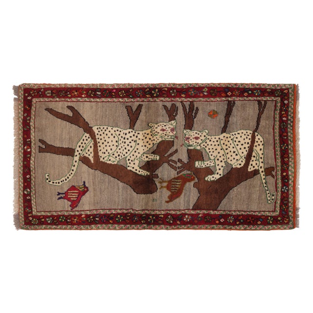 Traditional Vintage Gabbeh Wool Runner With Leopard Pictorials by Rug & Kilim, 1950-1959 For Sale - Image 3 of 10