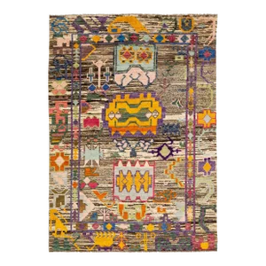 Brown Modern Moroccan Style Designed Handmade Wool Rug