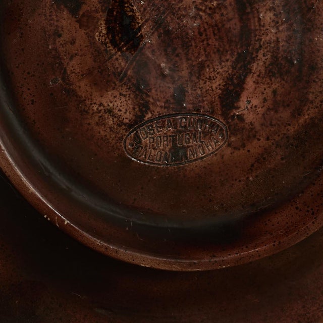 Green Set of Four Antique Portuguese Palissy Wall Plates by Jose Alves Cunha, Priced Individually For Sale - Image 8 of 18
