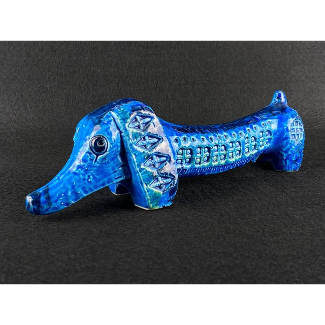 Aldo Londi Bitossi Rimini Blu Dachshund Sculpture by Aldo Londi, 1960s For Sale - Image 4 of 5