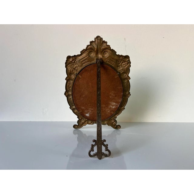 Vintage Ornate Brass Vanity Mirror For Sale - Image 10 of 13