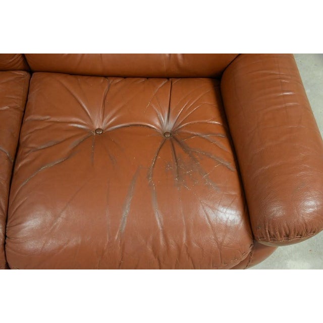 Animal Skin 1970s Brown Leather Sapporo Loveseat Sofa by Mario Marenco For Sale - Image 7 of 11