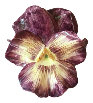 Vintage Massier Majolica Purple Flower Wall Pocket