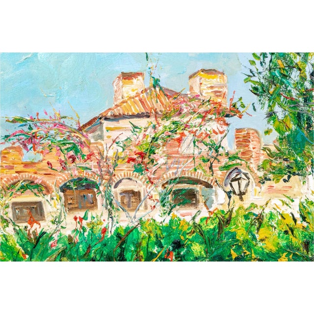 Evoking the sun-drenched romance of a Mediterranean escape, this striking 1982 original oil on canvas by 20th-century...