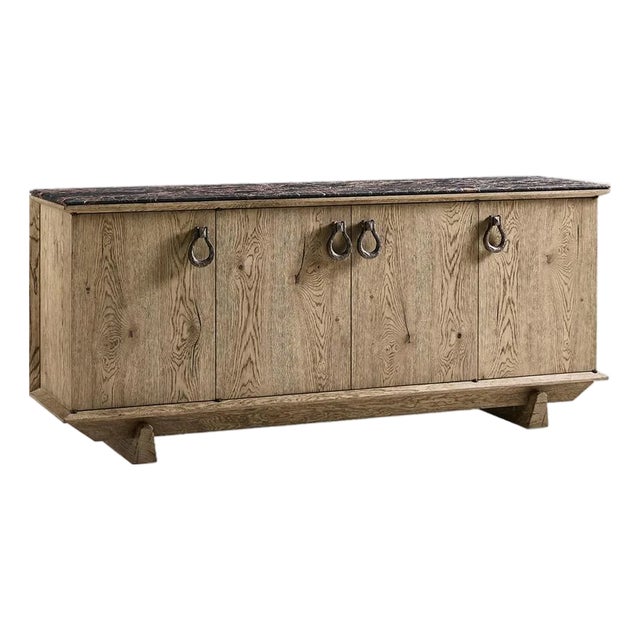 Rustic Oak and Marble Buffet For Sale