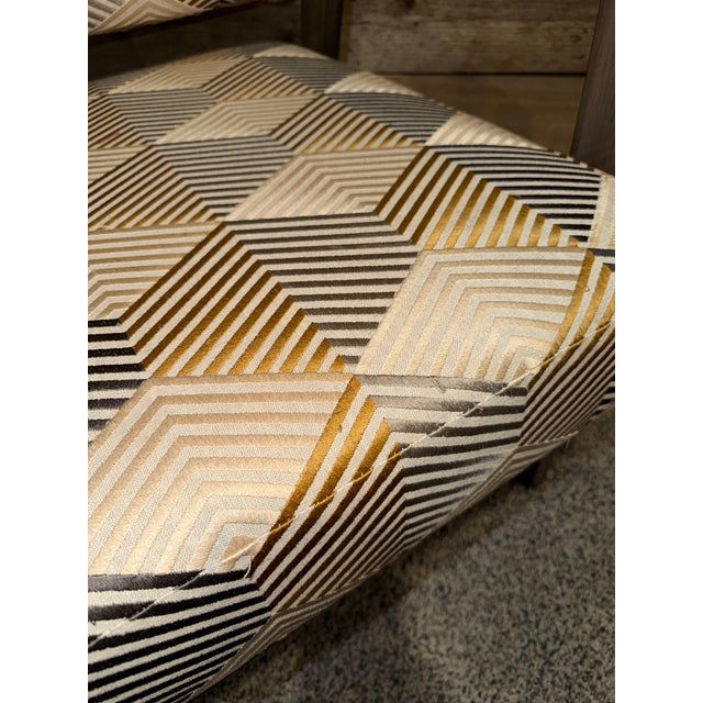 Gray Pair of Swaim Ellen Armchairs - Geometric Fabric, Excellent Condition For Sale - Image 8 of 12