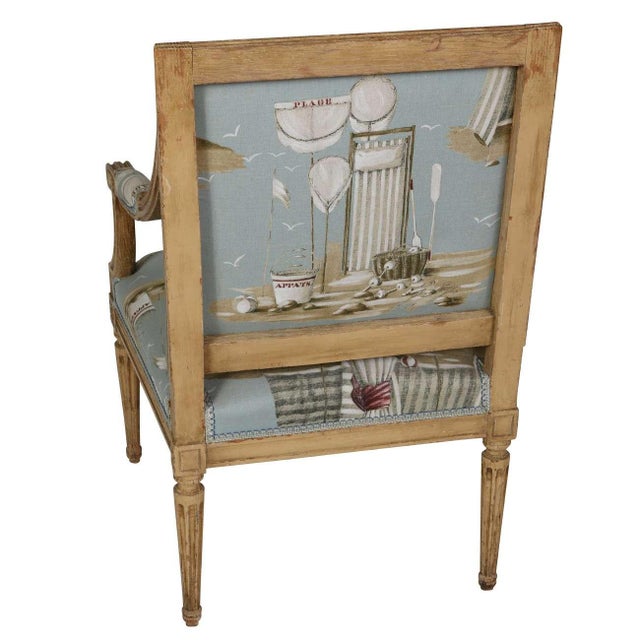 Pair of French Painted Fauteuil Chairs For Sale - Image 4 of 4