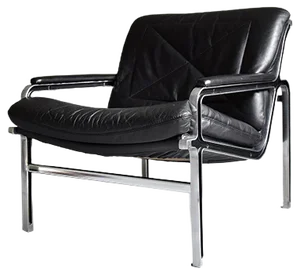 Andre Vanden Beuck Aluline Lounge Chair in Black Leather