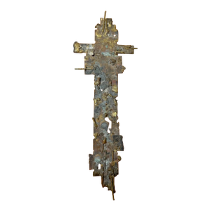 Vintage Handmade Bronze Brutalist Religious Crucifix Cross Wall Sculpture Art