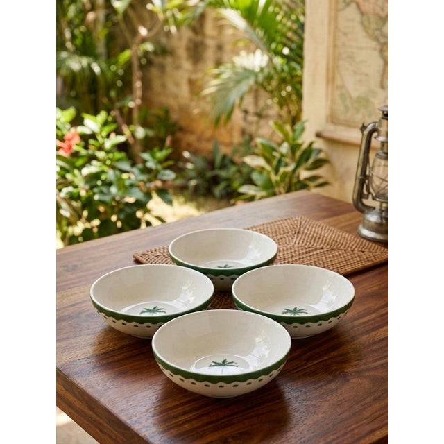 Ceramic Fern & Co. X Anthropologie "The Palm Collection" Porcelain Small Bowls - Set of 4 For Sale - Image 7 of 10