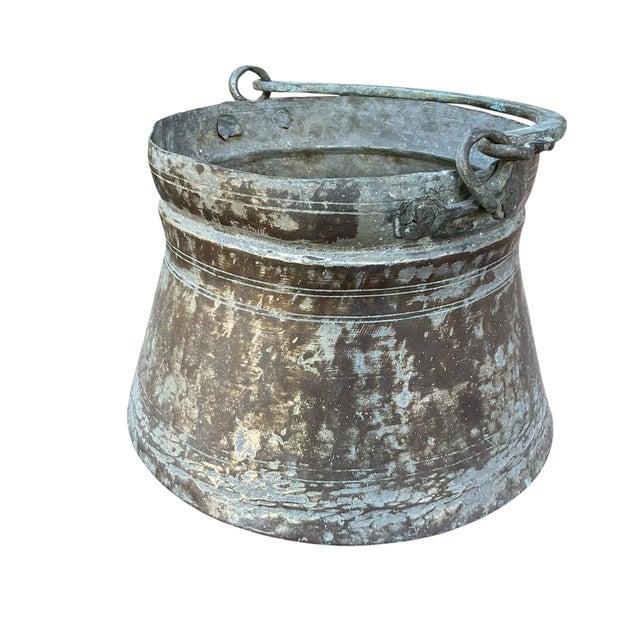 Late 19th Century Antique Primitive Bucket, Cauldron or Pail With Handle For Sale - Image 4 of 12
