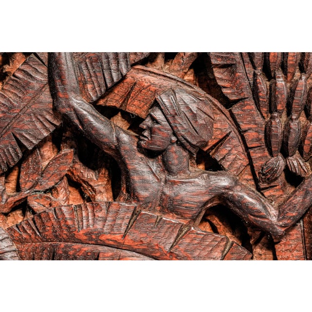 Wood Fascinated Large Antique Colonial India Hand Carved Wood Plaque Anglo-Indian Elephant Tiger Safari Wall Panel British Raj Art Home Decor For Sale - Image 7 of 16